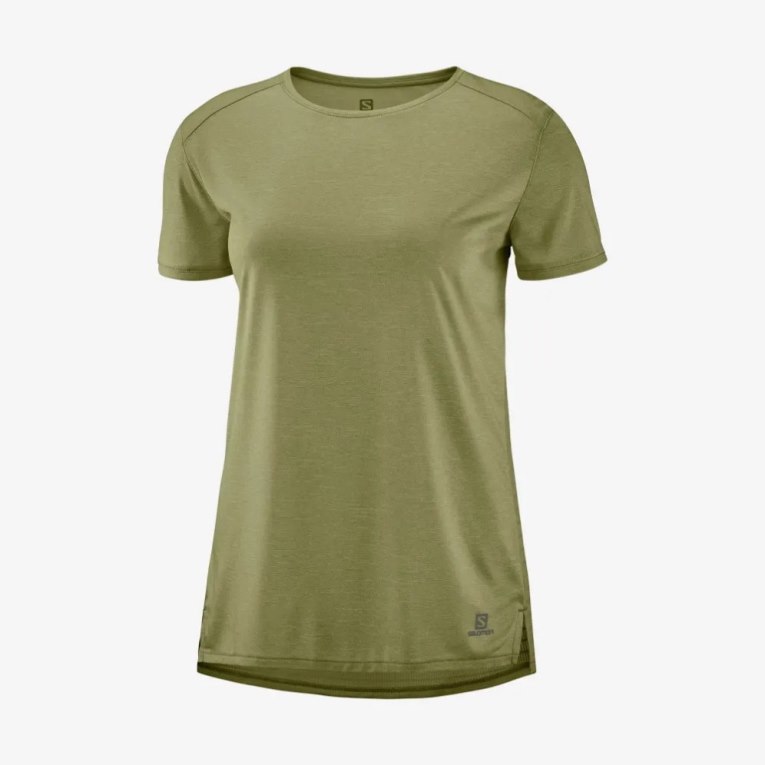 Olive Salomon Outline Summer Short Sleeve Women's T-Shirts | IE AV2389